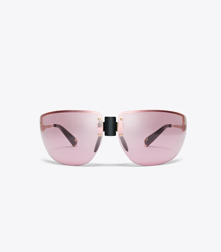 Tory Burch designer sonnenbrillen & brillen Runway Sonnenbrille in SHINY LIGHT GOLD/LIGHT PINK front
