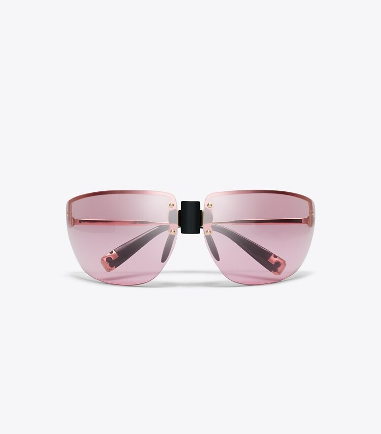 Tory Burch designer sonnenbrillen & brillen Runway Sonnenbrille in SHINY LIGHT GOLD/LIGHT PINK von oben