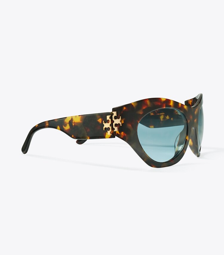 Tory Burch designer sunglasses & eyewear Runway Sunglasses in TORTOISE/BLUE detail