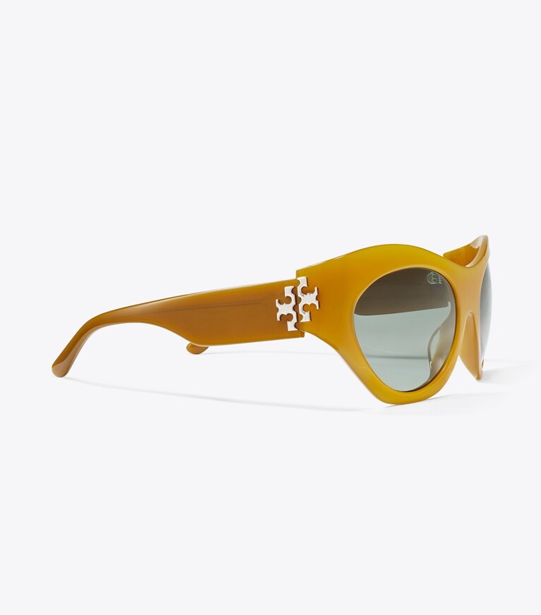 Tory Burch designer sunglasses & eyewear Runway Sunglasses in BROWN/GREEN front