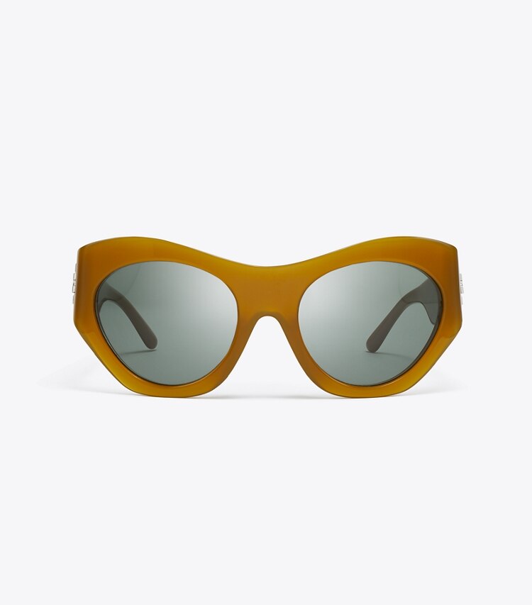 Tory Burch designer sunglasses & eyewear Runway Sunglasses in BROWN/GREEN front