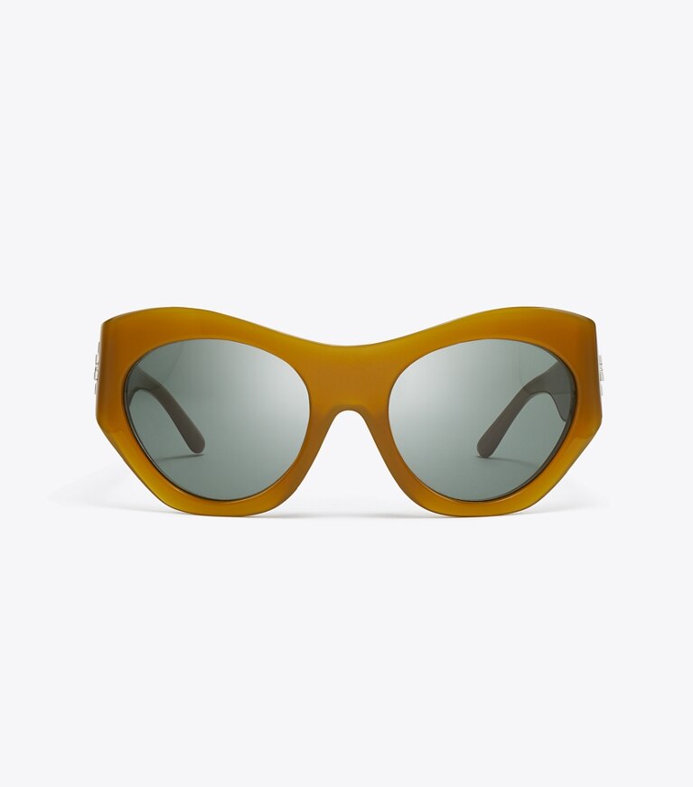 Tory Burch designer sunglasses & eyewear Runway Sunglasses in BROWN/GREEN front