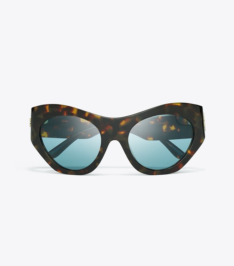 Tory Burch designer sunglasses & eyewear Runway Sunglasses in TORTOISE/BLUE overhead