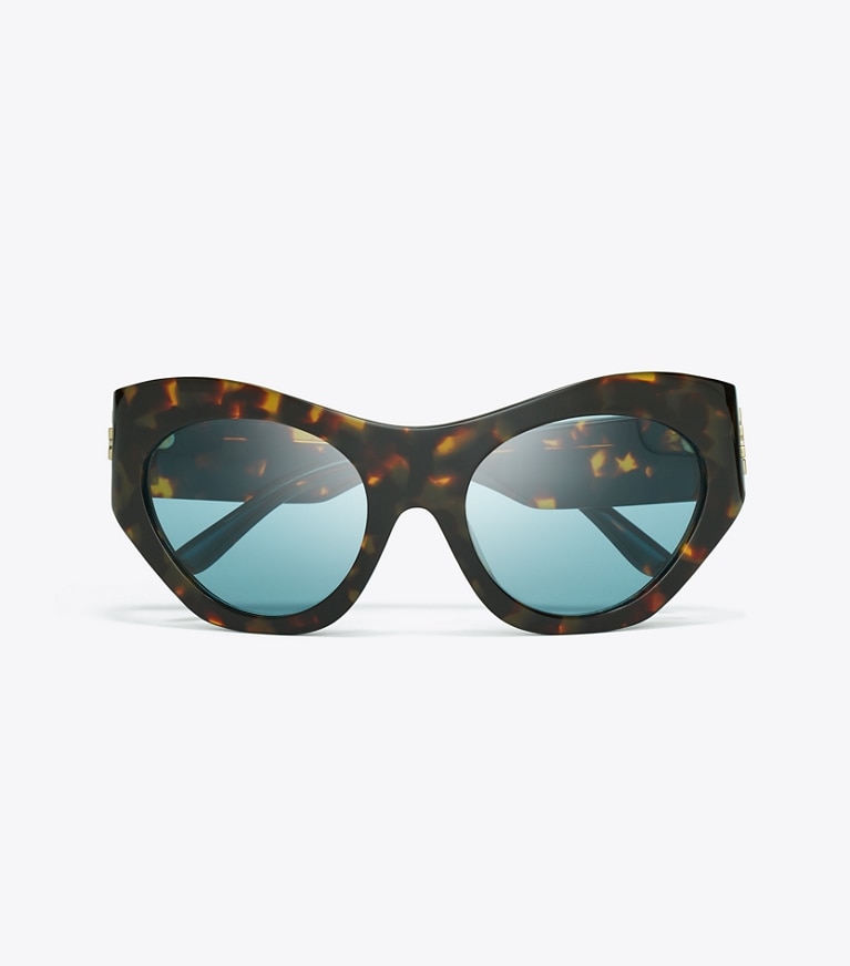 Tory Burch designer sunglasses & eyewear Runway Sunglasses in TORTOISE/BLUE front