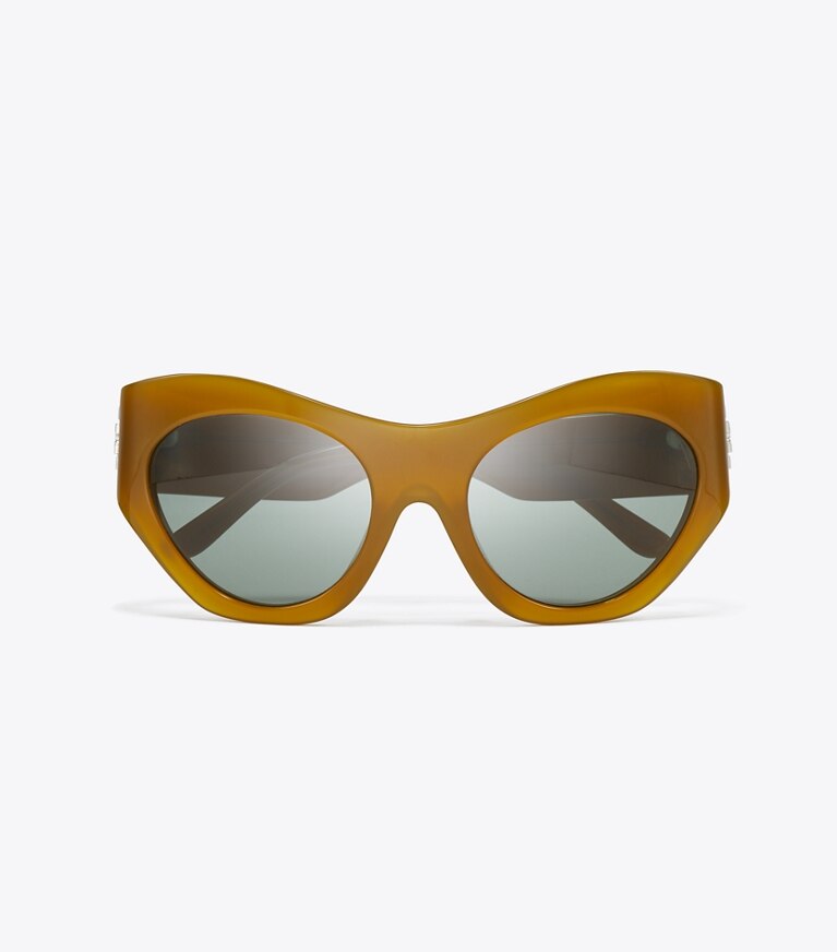 Tory Burch designer sunglasses & eyewear Runway Sunglasses in BROWN/GREEN front