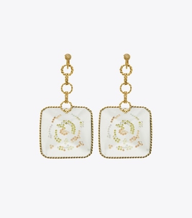 Tory Burch designer earrings Runway Swirl Drop Earrings in GOLD front