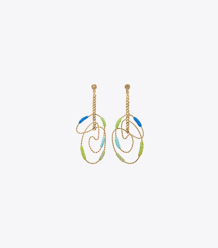 Tory Burch designer earrings Runway Swirl Hoop Earrings in GOLD front