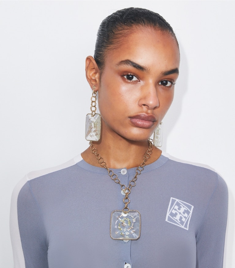 Tory Burch designer necklaces Runway Swirl Necklace in GOLD front