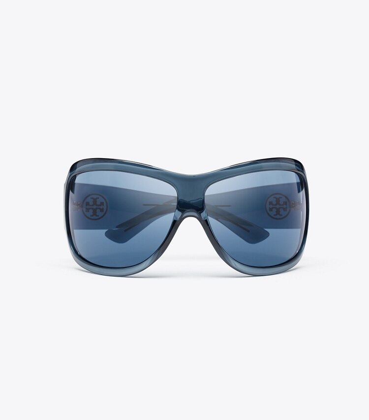 Tory Burch designer sonnenbrillen & brillen Runway Wrap-Sonnenbrille in TRANSPARENT NAVY/DARK BLUE von oben