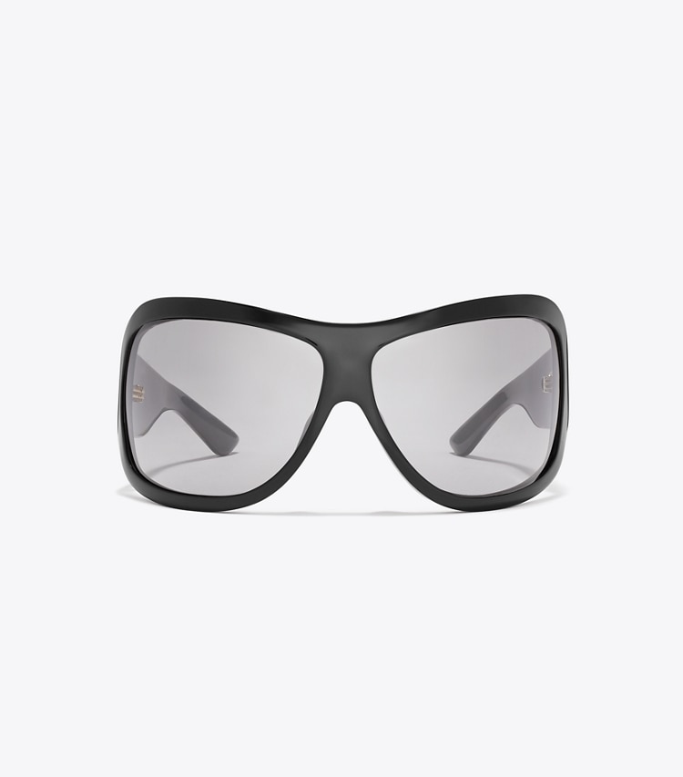 Tory Burch designer sunglasses & eyewear Runway Wrap Sunglasses in BLACK/GREY front