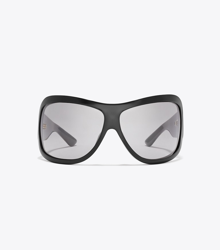 Tory Burch designer sunglasses & eyewear Runway Wrap Sunglasses in BLACK/GREY front