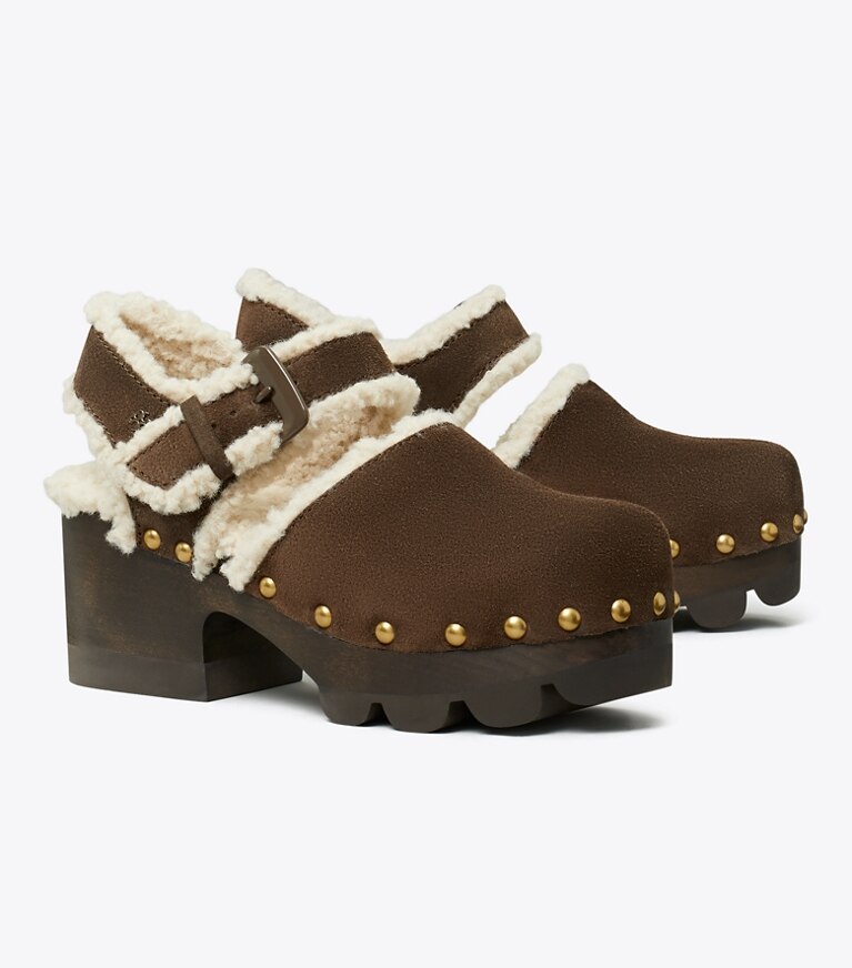 Tory Burch designer escarpins Sabot à semelles crantées dans DEEP ESPRESSO angle