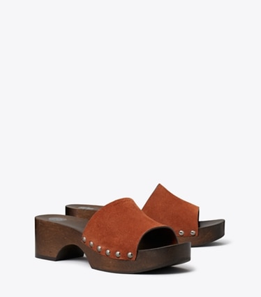 Tory Burch designer sandales Sabots in SEQUOIA angle