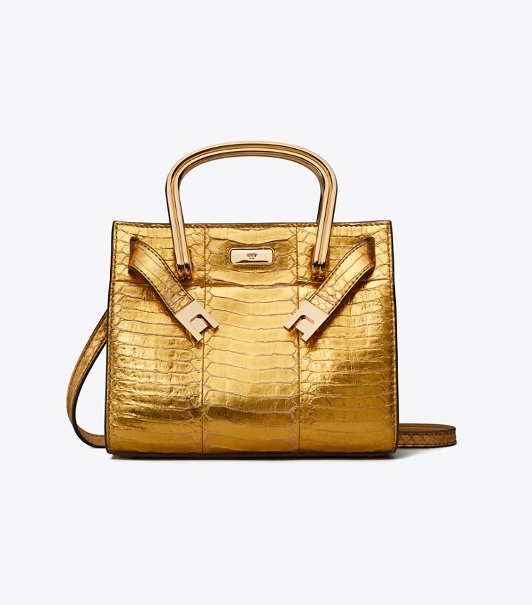 Tory Burch designer sacs à bandoulière Sac Lee Radziwill en cuir de serpent dans Gold de face