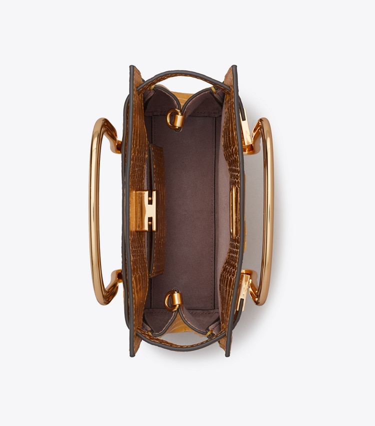 Tory Burch designer sacs à bandoulière Sac Lee Radziwill en cuir de serpent dans Gold vue du dessus