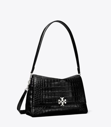 Tory Burch designer sacs porté épaule Sac porté épaule Charlie embossé façon croco dans Black angle