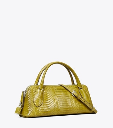 Tory Burch designer sacs à bandoulière Sac à anse Lock en daim in Moss angle