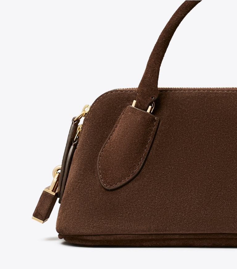 Tory Burch designer sacs à bandoulière Sac à anse Lock en daim in DARK COCOA informations