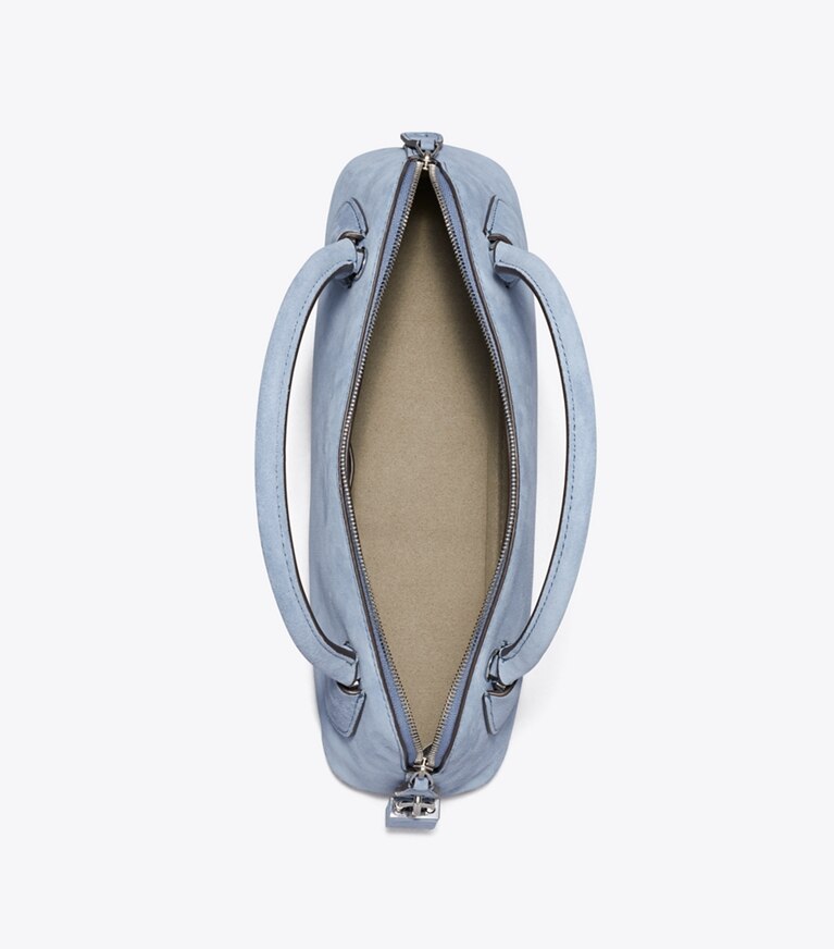 Tory Burch designer sacs à bandoulière Sac à anse Lock en daim in Steel Blue dessus