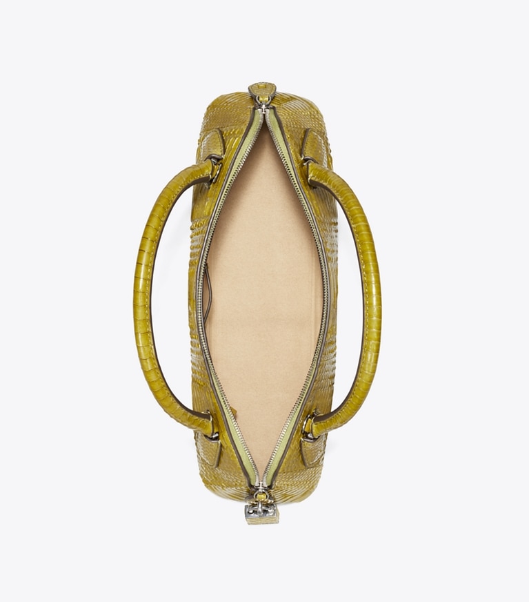 Tory Burch designer sacs à bandoulière Sac à anse Lock en daim in Moss dessus