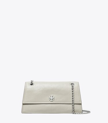 Tory Burch designer sacs porté épaule Sac à bandoulière à fermoir mini Kira dans Dove Gray de face