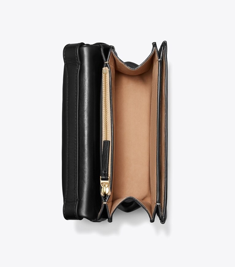 Tory Burch designer sacs porté épaule Sac à bandoulière Charlie Runway dans BLACK/GOLD vue du dessus