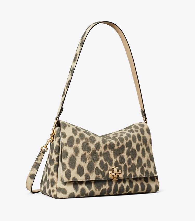 Tory Burch designer sacs porté épaule Sac à bandoulière Charlie en suède dans Cheetah Spots angle