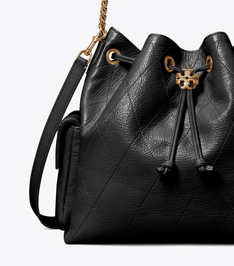 Tory Burch designer sacs porté épaule Sac à bandoulière Charlie matelassé à cordon de serrage dans Black détails