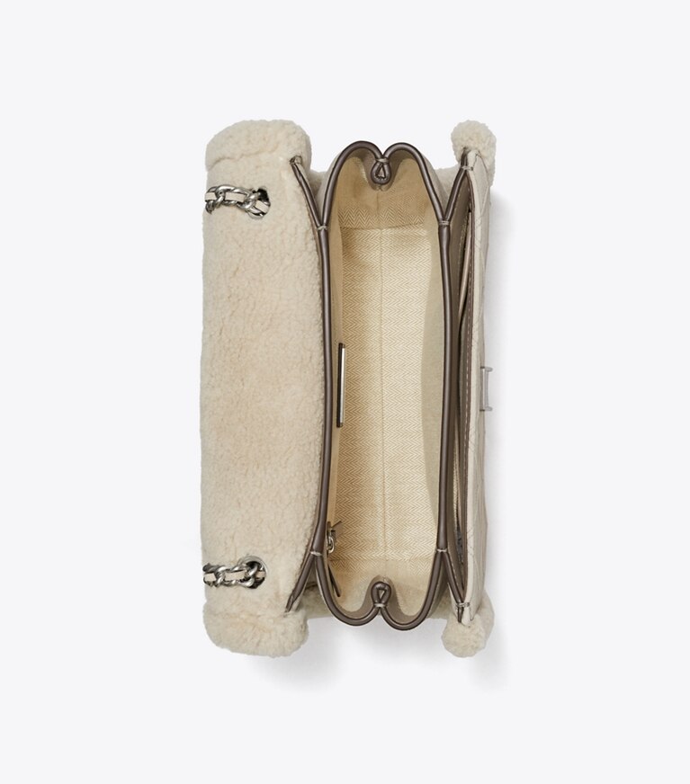 Tory Burch designer sacs porté épaule Sac à bandoulière convertible Fleming en rason souple dans Cotton Grey vue du dessus