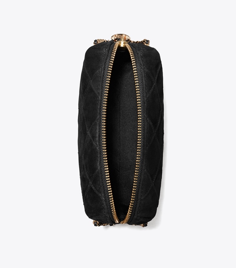 Tory Burch designer sacs à bandoulière Sac à bandoulière en suède souple Fleming dans Black vue du dessus