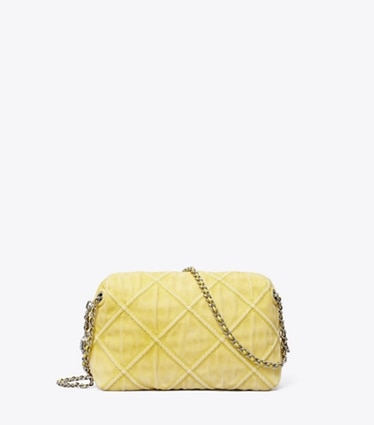 Tory Burch designer sacs à bandoulière Sac à bandoulière Fleming en denim souple in Yellow front