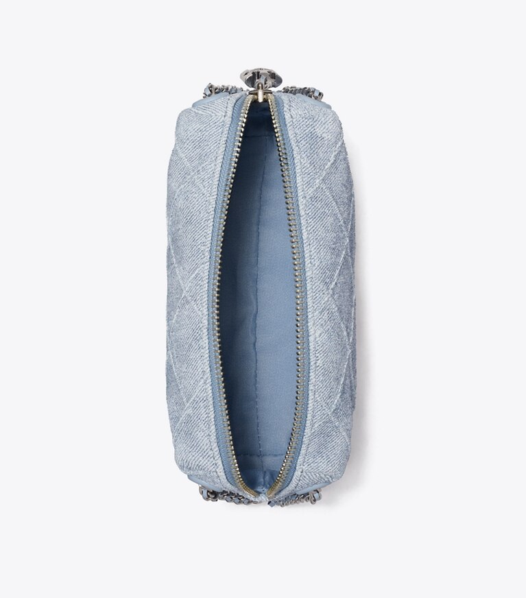 Tory Burch designer sacs à bandoulière Sac à bandoulière Fleming Soft en daim imprimé denim in Denim angle