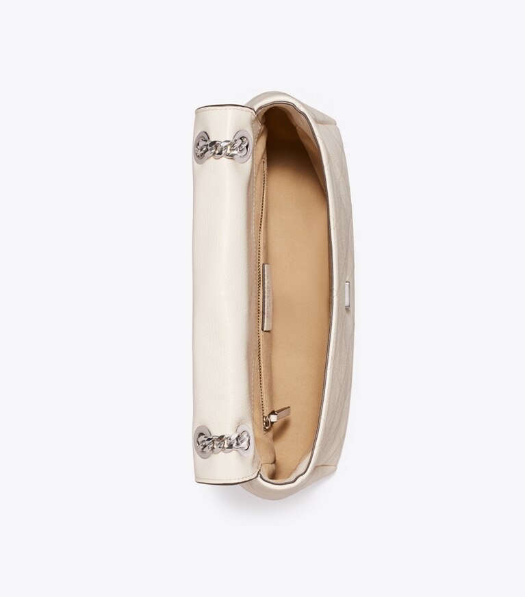 Tory Burch designer sacs porté épaule Sac à bandoulière matelassé Charlie dans Light Cream vue du dessus