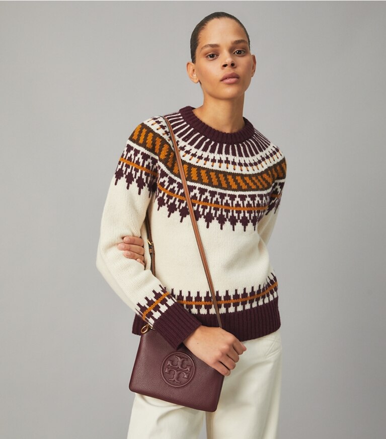 Tory Burch designer sacs à bandoulière Sac à bandoulière Perry Bombé à double fermeture éclair dans Fig accessoire sur le modèle