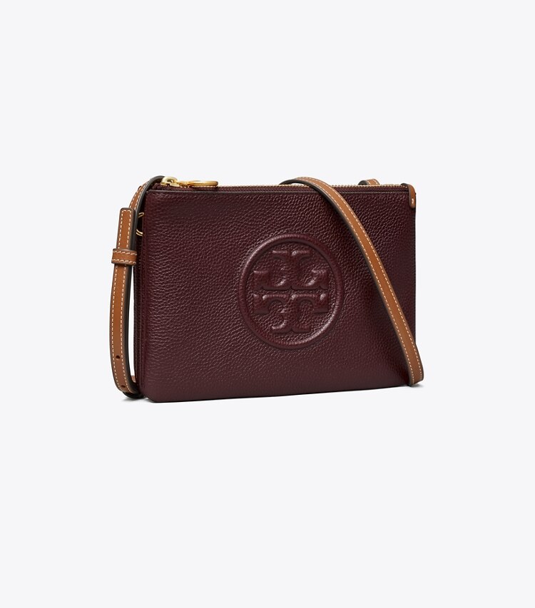 Tory Burch designer sacs à bandoulière Sac à bandoulière Perry Bombé à double fermeture éclair dans Fig angle