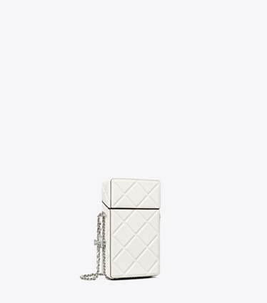 Tory Burch designer mini sacs Sac à bandoulière pour téléphone Fleming dans Blanc angle