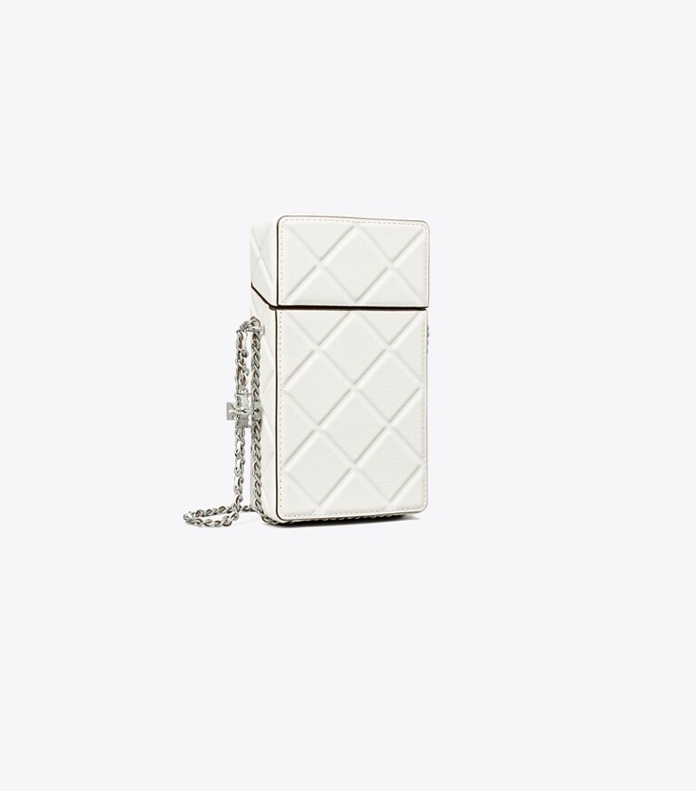 Tory Burch designer mini sacs Sac à bandoulière pour téléphone Fleming dans Blanc angle