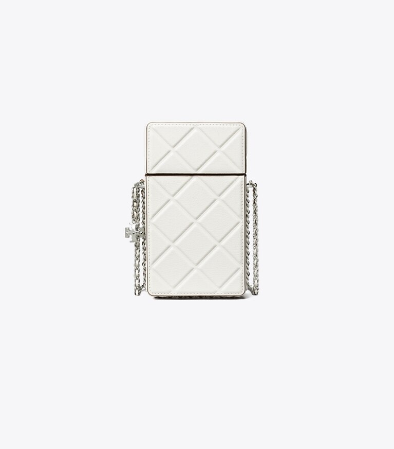 Tory Burch designer mini sacs Sac à bandoulière pour téléphone Fleming dans Blanc de face