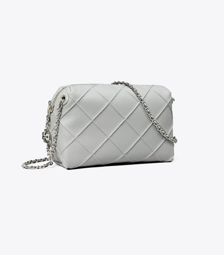 Tory Burch designer sacs à bandoulière Sac à bandoulière souple Fleming dans Gray angle