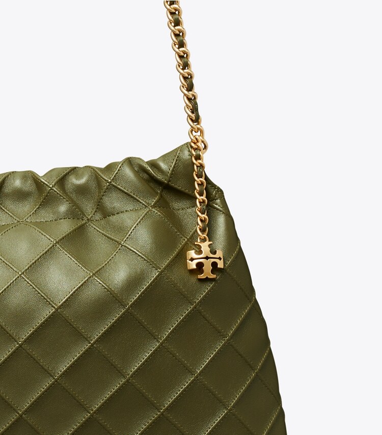 Tory Burch designer sacs hobo Sac à cordon de serrage Fleming in Dark Olive informations