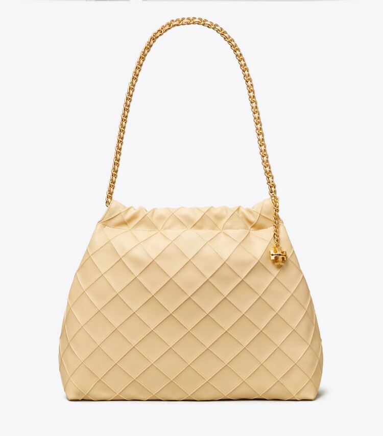 Tory Burch designer sacs hobo Sac à cordon de serrage Fleming in Vanilla Soft Serve front