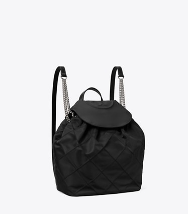 Tory Burch designer sacs à dos Sac à dos Fleming en nylon dans Black angle