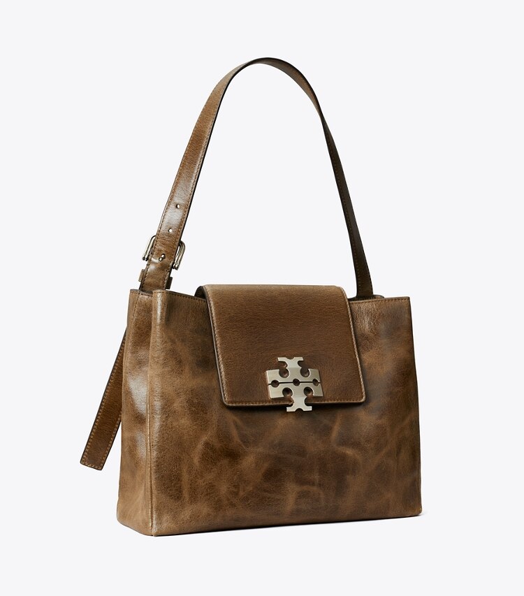 Tory Burch designer sacs porté épaule Sac à l’épaule Charlie Runway à effet vieilli dans Brown Multi angle