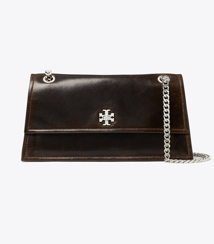 Tory Burch designer sacs porté épaule Sac à l’épaule Kira à fermoir tournant et à effet vieilli dans Dark Brown de face
