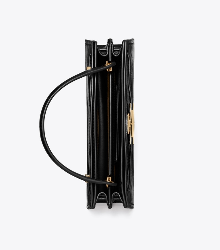 Tory Burch designer mini sacs Sac à main mini Lee Radziwill embossé à anse in Black dessus