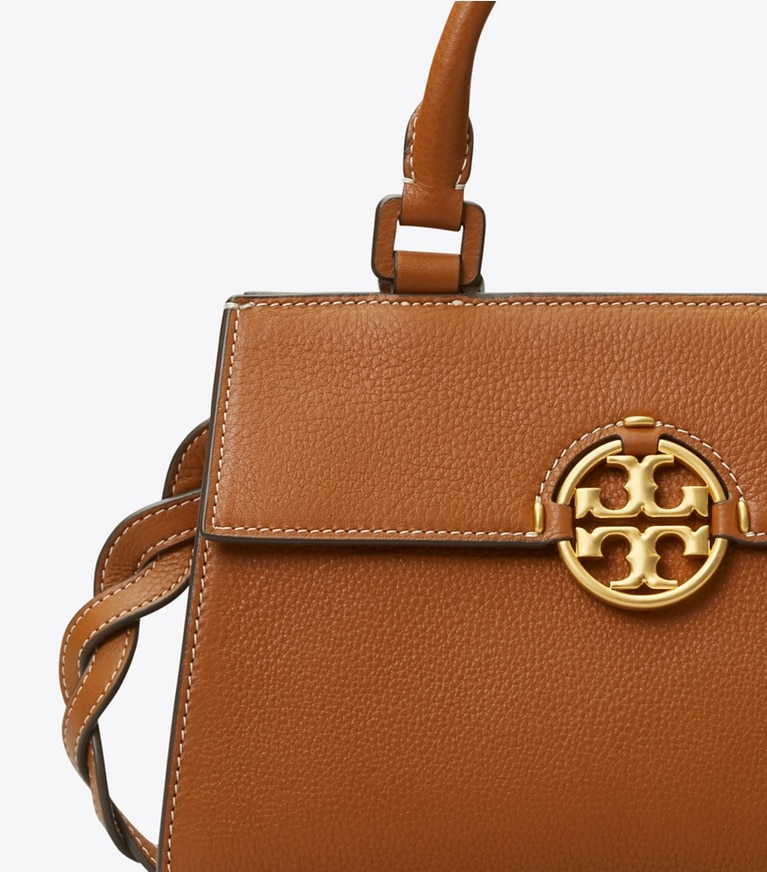 Tory Burch designer sac à main Sac à poignée Miller dans Light Umber détails