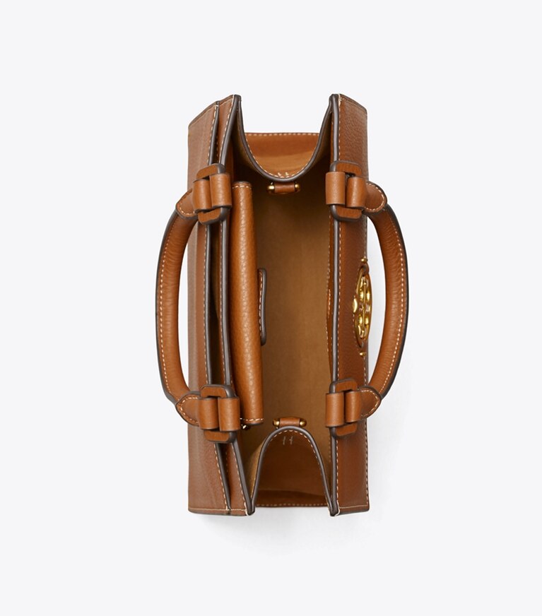 Tory Burch designer sac à main Sac à poignée Miller dans Light Umber vue du dessus