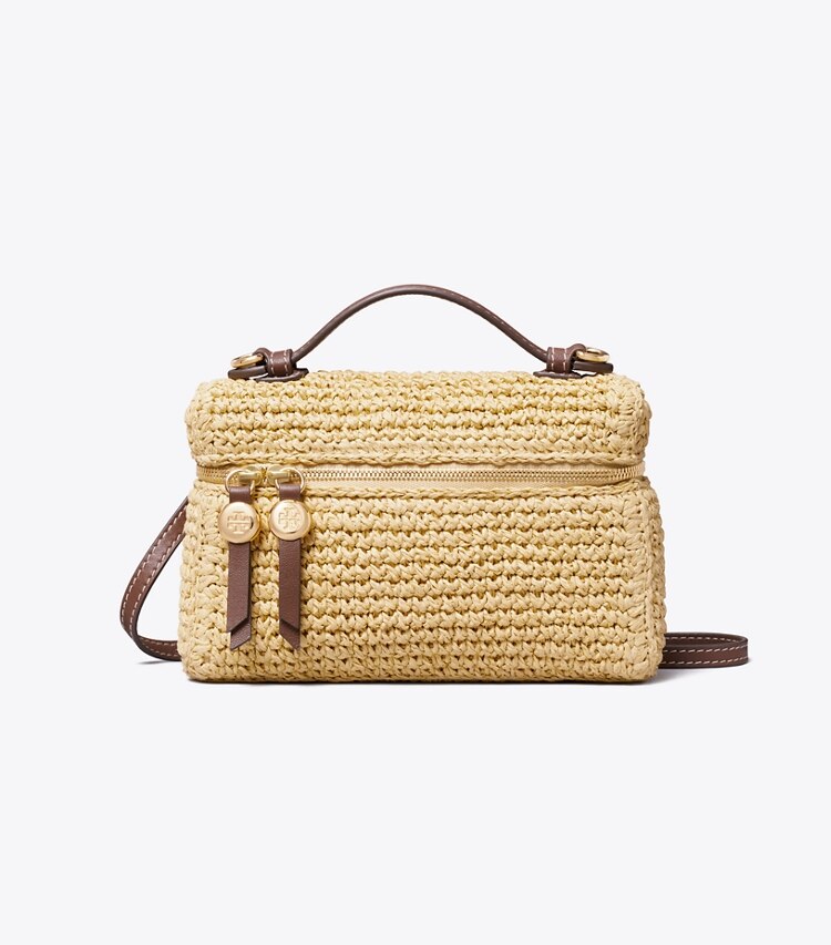 Tory Burch designer sacs à bandoulière Sac à poignée Slim Romy tressé dans Natural de face
