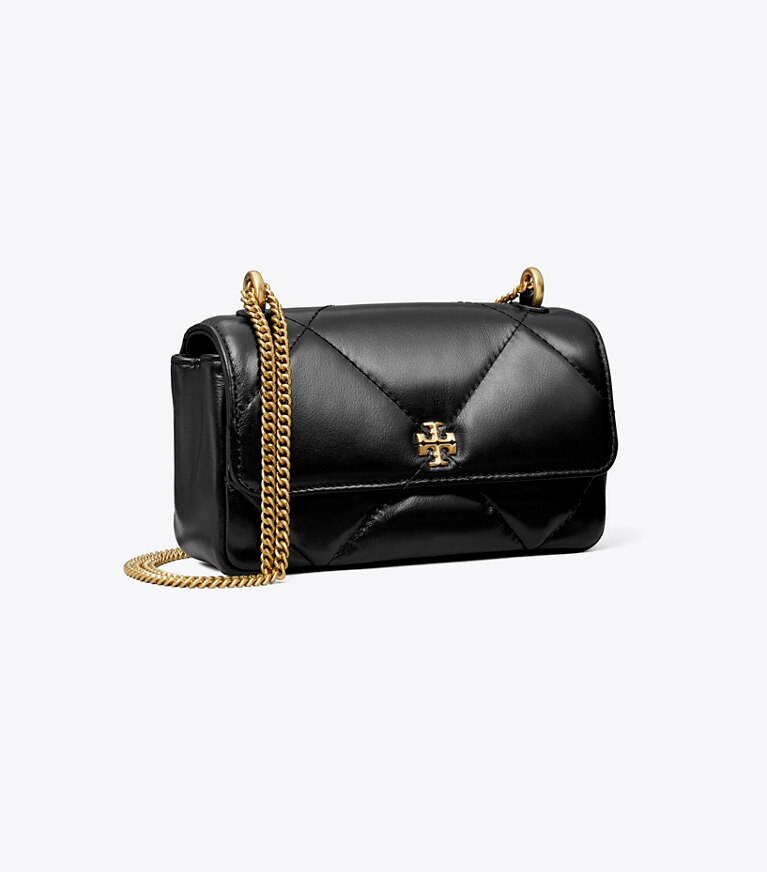 Tory Burch designer sacs à bandoulière Sac à rabat mini Kira matelassé diamant dans Black angle