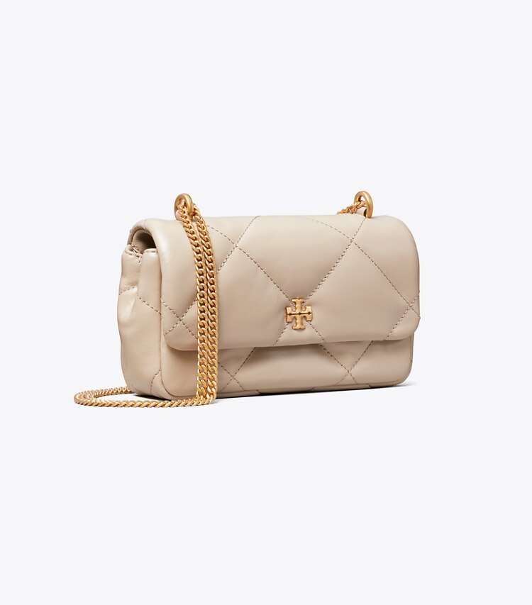 Tory Burch designer sacs à bandoulière Sac à rabat mini Kira matelassé diamant dans Light Stone angle